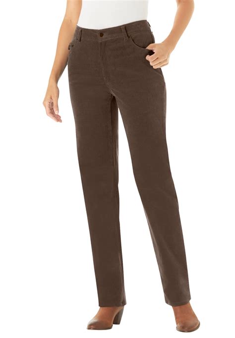 Woman Within Women's Plus Size Tall Corduroy Straight Leg Stretch Pant ...