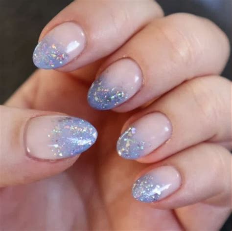 Periwinkle ombré sparkle nails | Blue glitter nails, Blue and silver ...