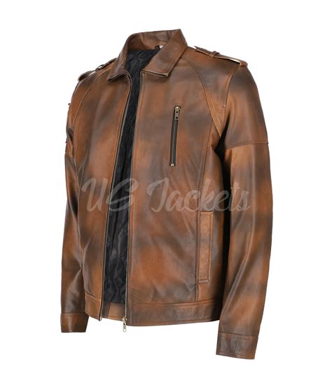Division Mens Brown Leather Jacket