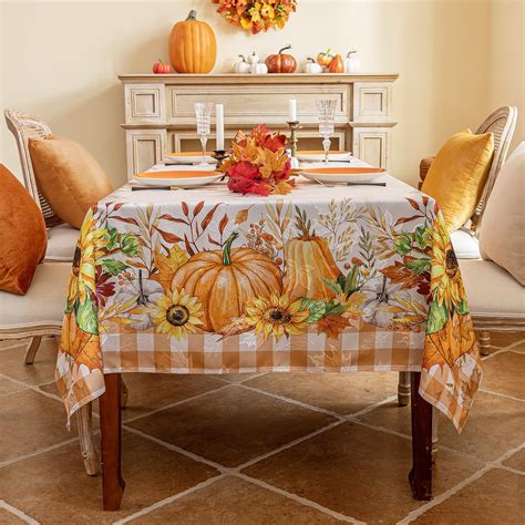Softalker Fall Tablecloth 60x84inch Rectangular Thanksgiving Autumn ...