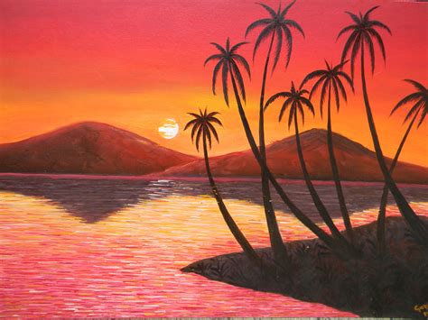 Sunset Nature Landscape Painting Easy / Sunset painting acrylic ...