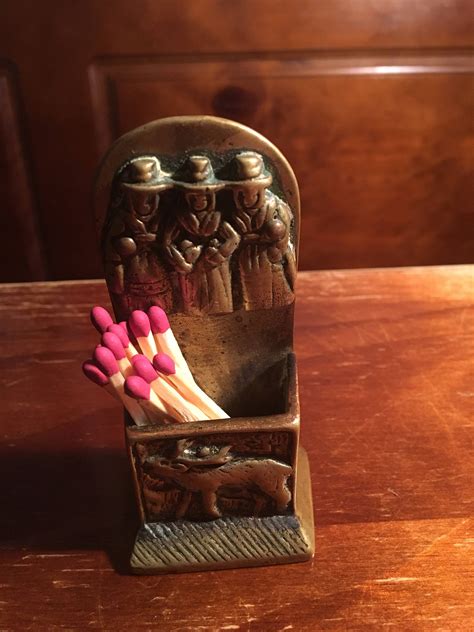 Antique Match Holder Welsh Women Match Strike True Antique Bronze Moose ...