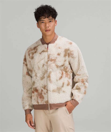 Lululemon lab Textured Fleece Bomber Jacket - Diamond Dye Light Ivory ...