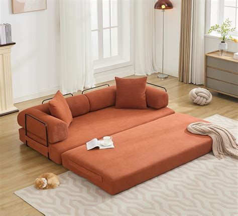 Amazon.com: ZEIINPA Convertible Sleeper Sofa Bed with Cylindrical ...