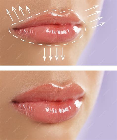Premium Photo | Collage with photos of young woman before and after lips augmentation procedure ...