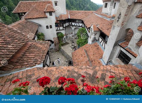 Inside Court View Of Bran Castle From Romania, Also Known As Dracula ...