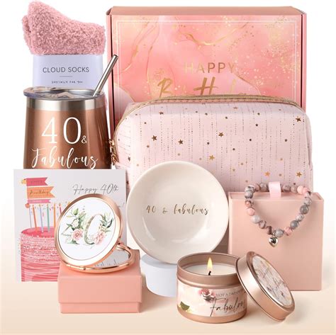 Anforsun 40th Birthday Gifts for Women, 40th Birthday Hampers for Her ...