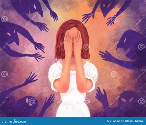 Colored Bright Hand-drawn Illustration of a Woman with Her Face Closed ...