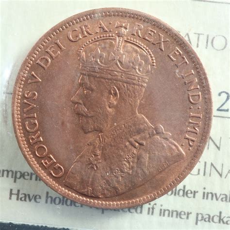1 cent 1917 Canada ICCS MS-63 Red large copper penny King George V one ...