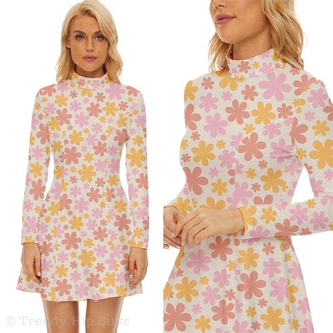 60s Dress Style, Mod Dress, Pink Mod Dress, Turtle Neck Dress, GOGO ...