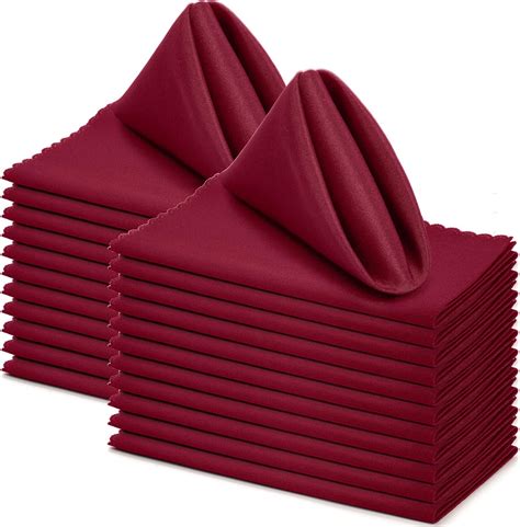 Jucoan 24 Pack Red Cloth Napkins, 18 x 18 Inch Polyester Cloth Dinner ...