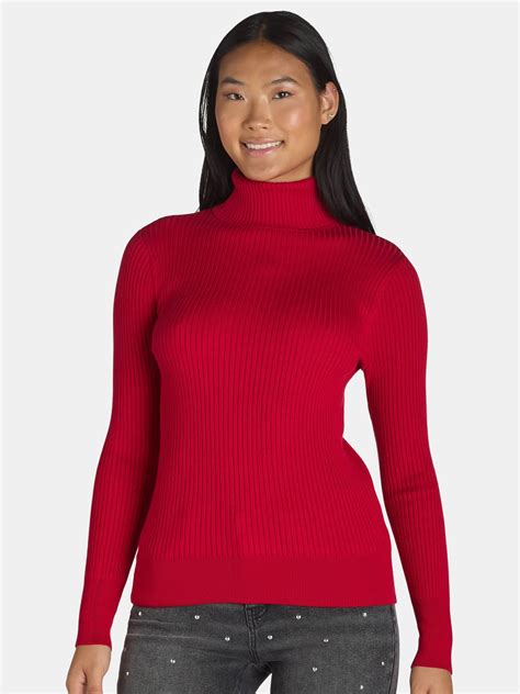 Time and Tru Women's Ribbed Turtleneck Sweater - Walmart.com
