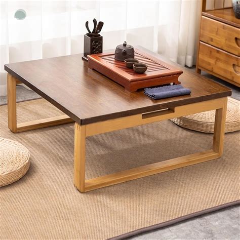 Amazon.com: YANROSE Square Folding Table Bamboo Japanese Floor Table ...