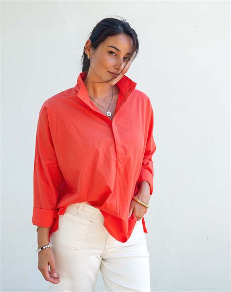 Emerson Pop Up Collar Top Voyageur by Mersea | Versatile Blouse – MERSEA