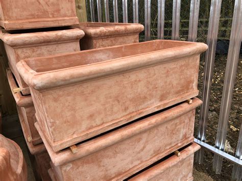 Terracotta Trough- Italian Terracotta Plain Rectangular Planter 101cm