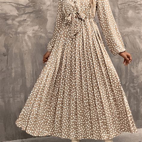 Ditsy Floral Midi Print V-neck Lantern Sleeve Maxi Dresses, Women's ...