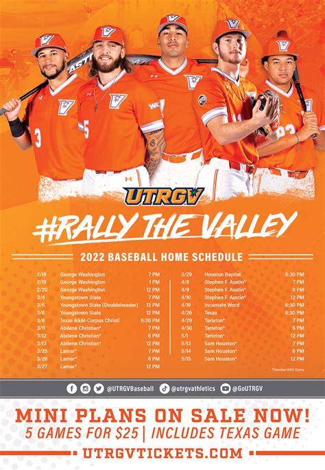 UTRGV Baseball 2022 Home Schedule on Behance