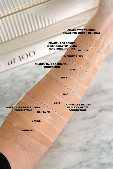 Foundation Swatch Comparisons Chanel, NARS, Charlotte Tilbury ...