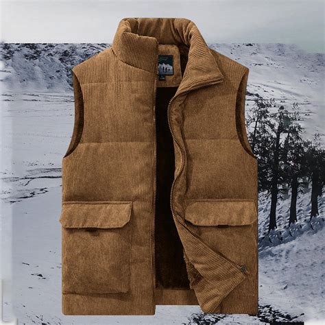 Wancir Mens Sherpa Lined Puffer Vest Corduroy Winter Vests Warm ...
