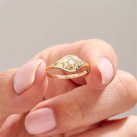 Solid Gold Pinky Ring, Womens Dome Signet Ring, Bezel Pinky Ring, Pinky ...