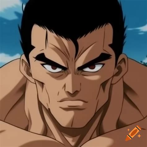 Powerful muscular anime character with serious expression, named Brutus ...