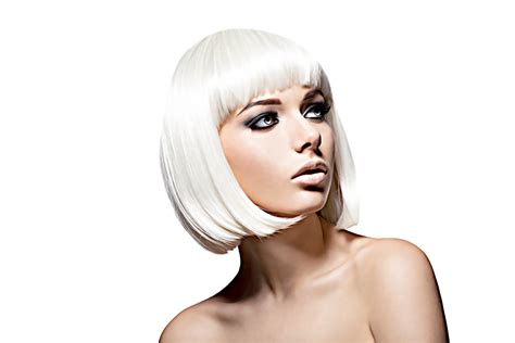 White woman with white hair isolated on a transparent background ...