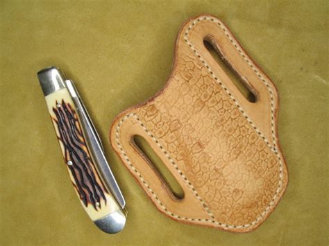 Folding Knife Sheath, Handmade for 4 Inch 2 Blade Trapper Style Pocket ...