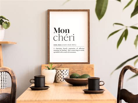 Mon Cheri Definition Print/instant Download/romantic Home Decor/french ...