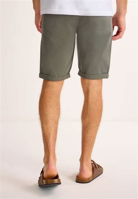 Mens Plain Khaki Mid Length Shorts | Peacocks