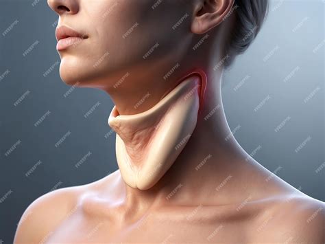 Swollen Thyroid Gland in Neck Medical Illustration | Premium AI-generated image