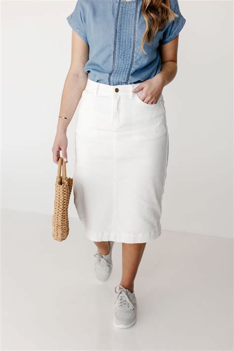 'Leah' Denim Skirt in Ivory FINAL SALE | Modest outfits, Clothes, Denim ...