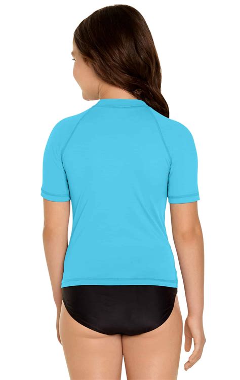 Girl's Short Sleeve Rash Guard - Aqua - Wet Effect, Inc.