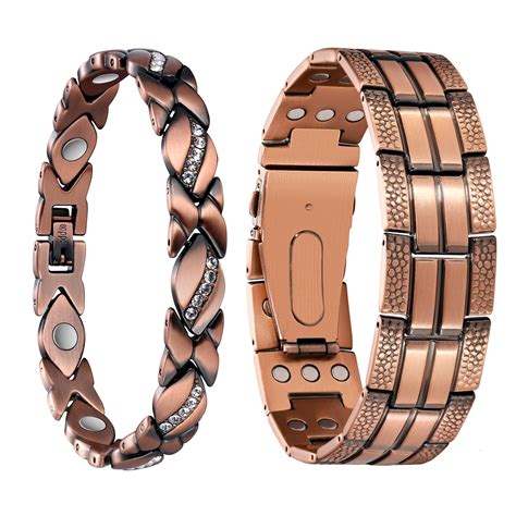 Amazon.com: Jecanori Copper Magnetic Bracelets for Women & Men, Ultra Strength Magnet Bracelet ...