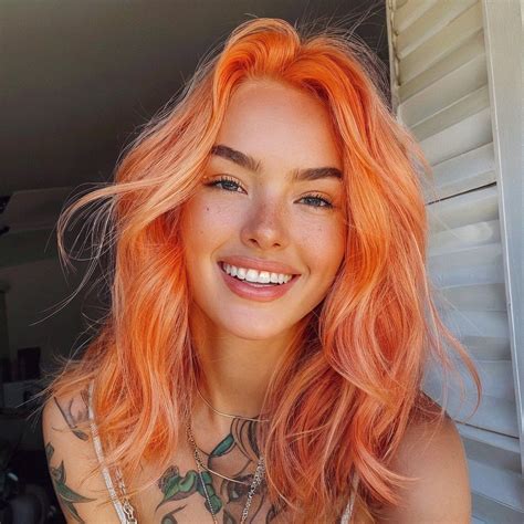 magnific kpuLASchncOAcaoxeFBu Sunset Orange Hair with Peach Money Piece ...