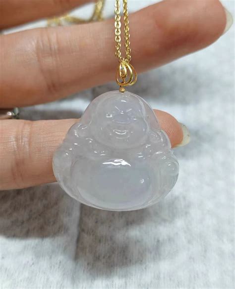 Highly-translucent Natural Myanmar White Jadeite Jade Buddha Pendant ...