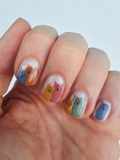Colorful Cats Waterslide Nail Decals | DIY Nail Art | Cat Nail Stickers ...