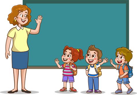 happy cute little kids boy and girl study with teacher.illustrations of ...