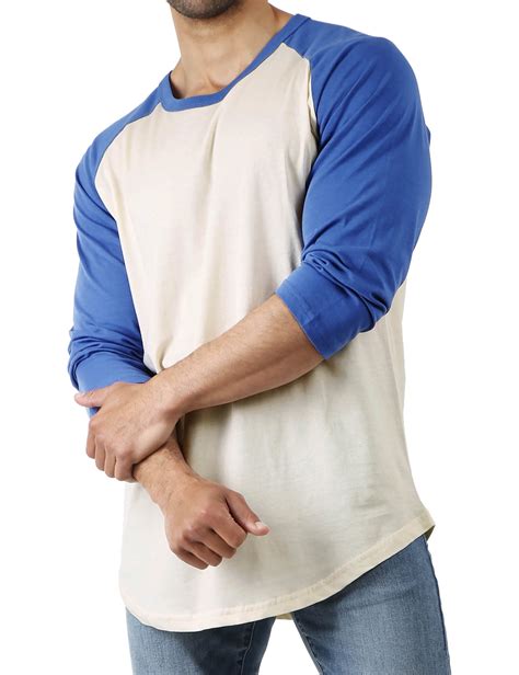 Hat and Beyond Men's Basic Baseball Raglan 3/4 Sleeve Athletic Crew ...