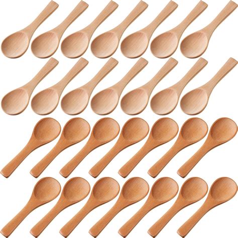 Amazon.com: 30 Pcs Small Wooden Spoons, 3. 5 Inch Mini Wood Natural ...
