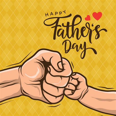 Happy Fathers day typography with Father and son fist bump in line art ...