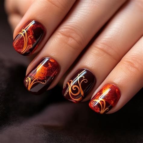 fall nails design flame color palette