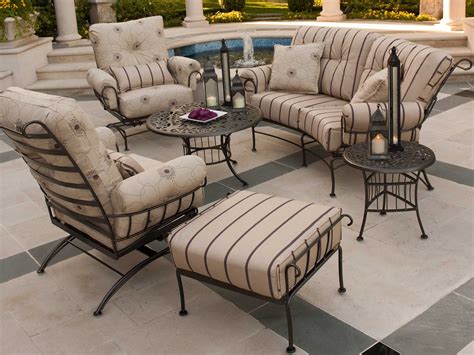 Woodard Terrace Cushion Wrought Iron Lounge Set | Wrought iron outdoor ...