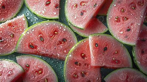 AI generated Piles of fresh watermelons slices filled the entire space ...