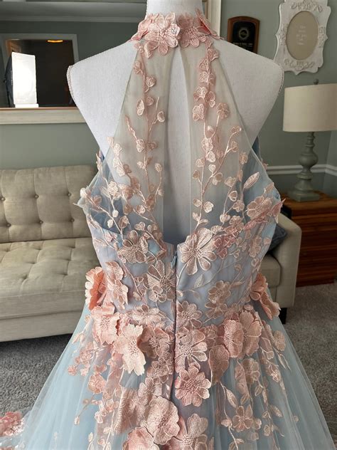 Pink & Blue 3D Wedding Dress, Custom A-Line Disney Dress
