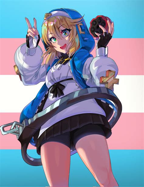 Safebooru - 1girl :d acronym androgyne symbol arms up bangs belt belt ...