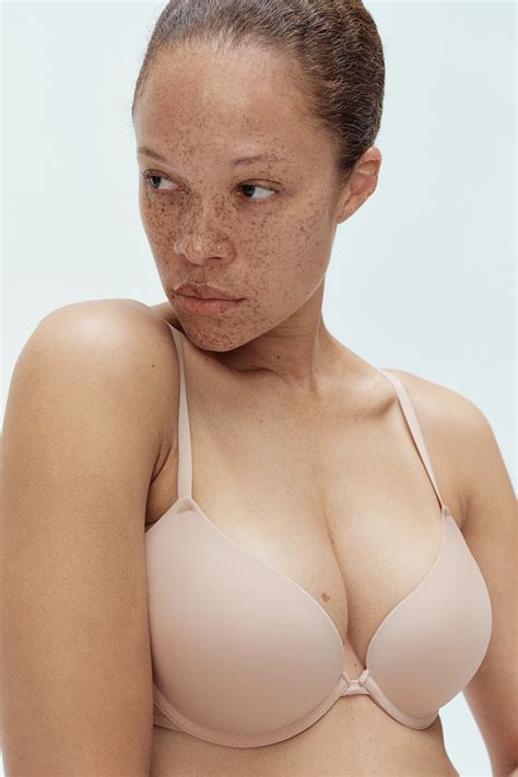 Women's Beige Microfiber Super Push-up Bra | H&M CA