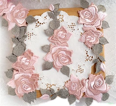 Kanten applicatie - Patch - Roos Roze - 16 x 7 cm | bol.com