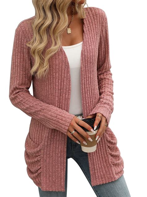 TEMOFON womens Cardigans long sleeve tops Open Front Sweaters for Women ...