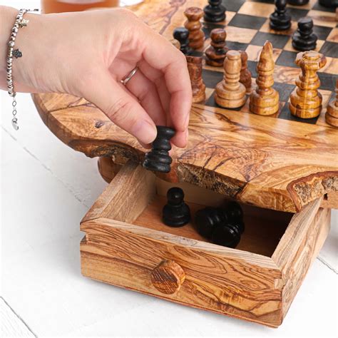 Custom Wooden Chess Set with Storage and Pieces - Artisraw