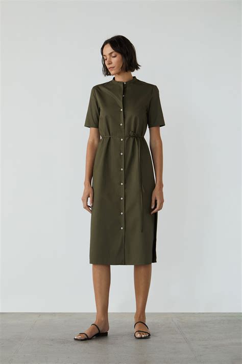Organic Cotton Mandarin Collar Shirt Dress - Our Second Nature